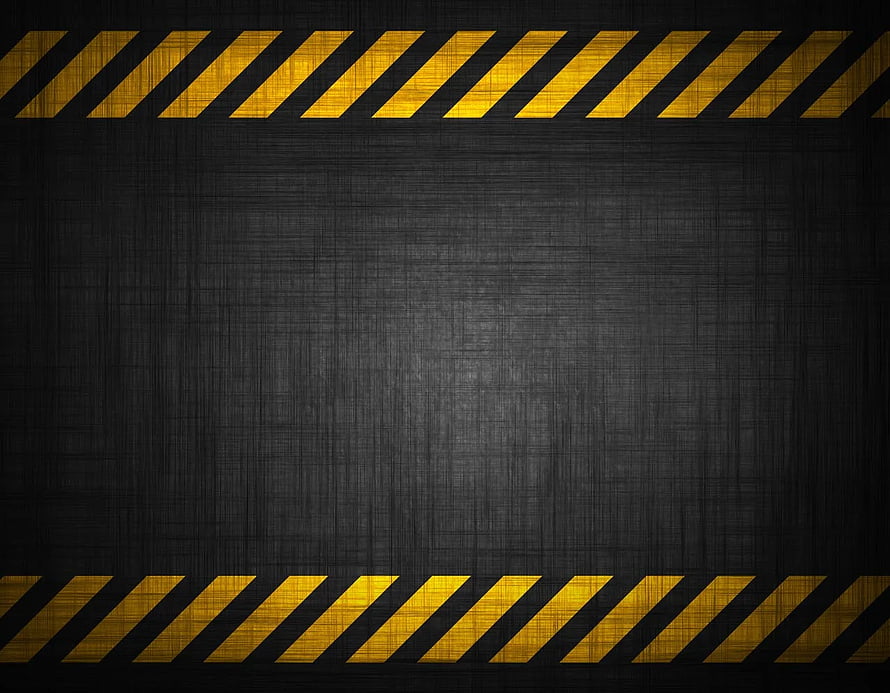 Industrial Hazard Stripes on Dark Textured Metal Surface HD wallpaper