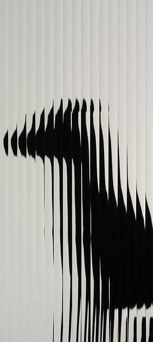 Minimalist Black and White Abstract Shadow Art on Vertical Blinds HD phone wallpaper