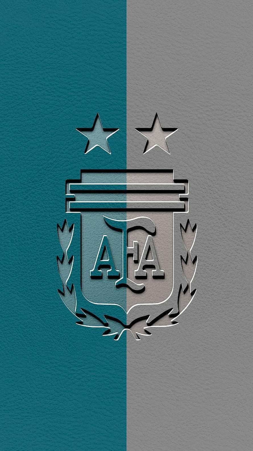 Argentina National Football Team AFA Crest Emblem on Split Teal and Grey Leather Texture Background HD phone wallpaper