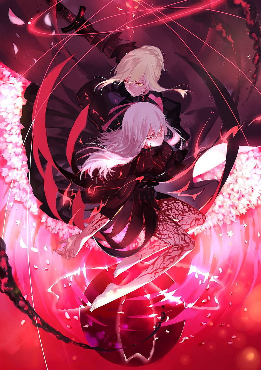 Sakura Matou and Archer in a Crimson Embrace from Fate Stay Night Heavens Feel HD phone wallpaper