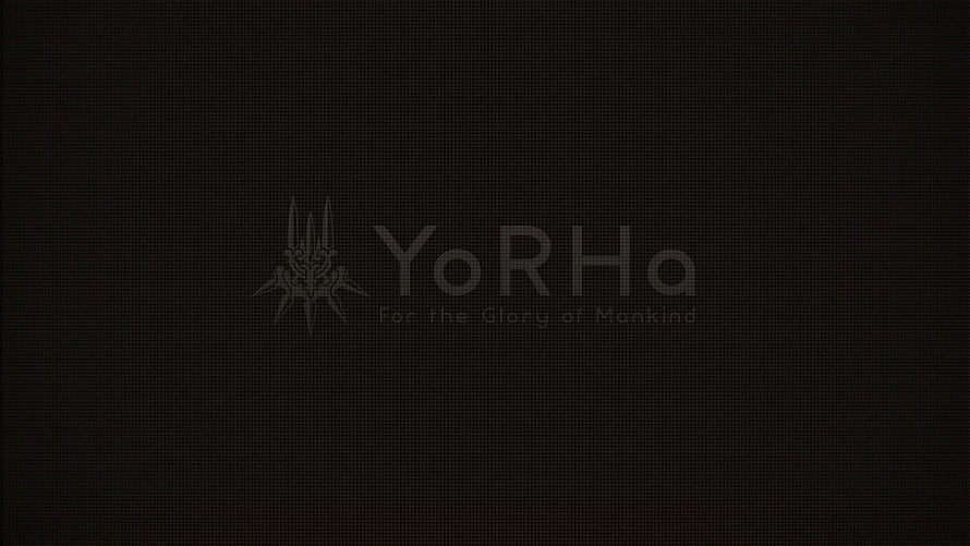 YoRHa For the Glory of Mankind Minimalist Dark Emblem and Text Design HD wallpaper