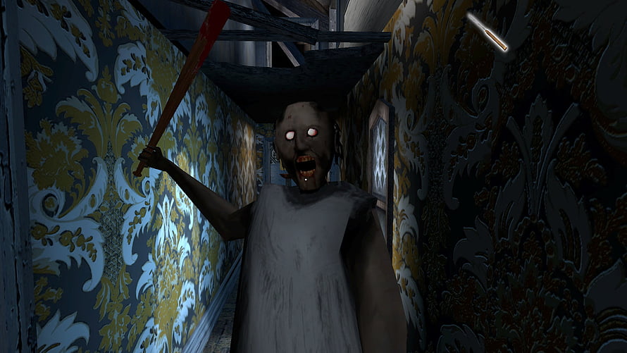 Granny 3 Horror Game Screenshot of the Villain in a Dark Ornate Hallway HD wallpaper