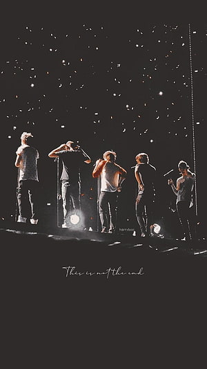 One Direction Live Concert Performance With Confetti And Dramatic Stage Lighting HD phone wallpaper