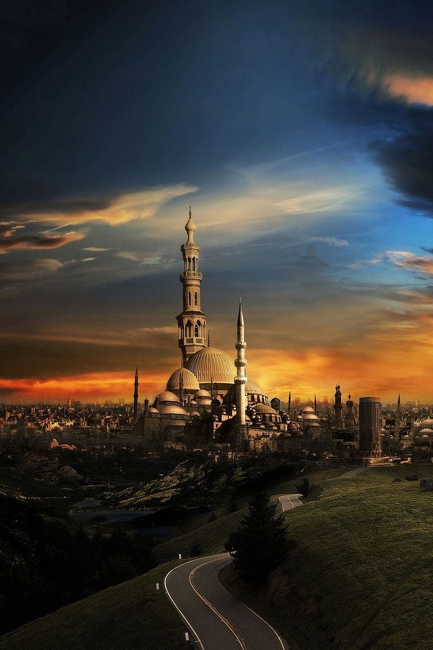 Sultan Ahmed Mosque Silhouette Against Dramatic Sunset Sky in Istanbul HD phone wallpaper