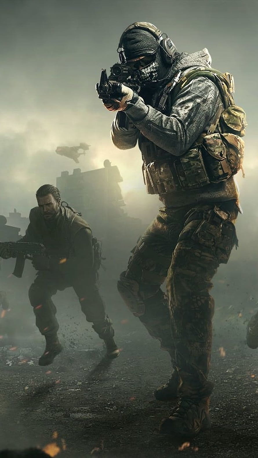 Call of Duty Warzone Tactical Operators in Combat Zone with Assault Rifles and Military Gear HD phone wallpaper
