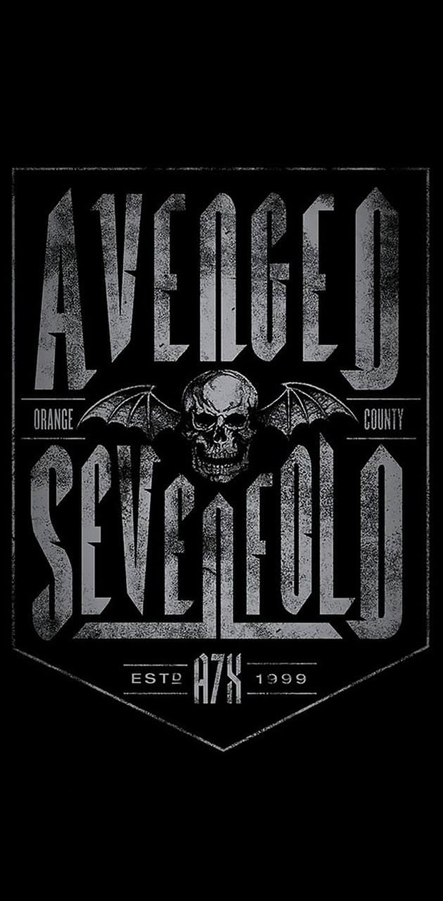 Avenged Sevenfold Skull and Bat Wings Logo on Black Background HD phone wallpaper