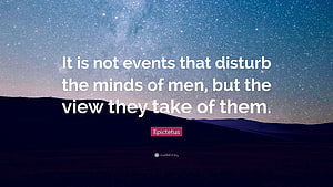 Stoic Philosophy Quote by Epictetus Over a Starry Night Sky and Mountain Silhouette HD wallpaper
