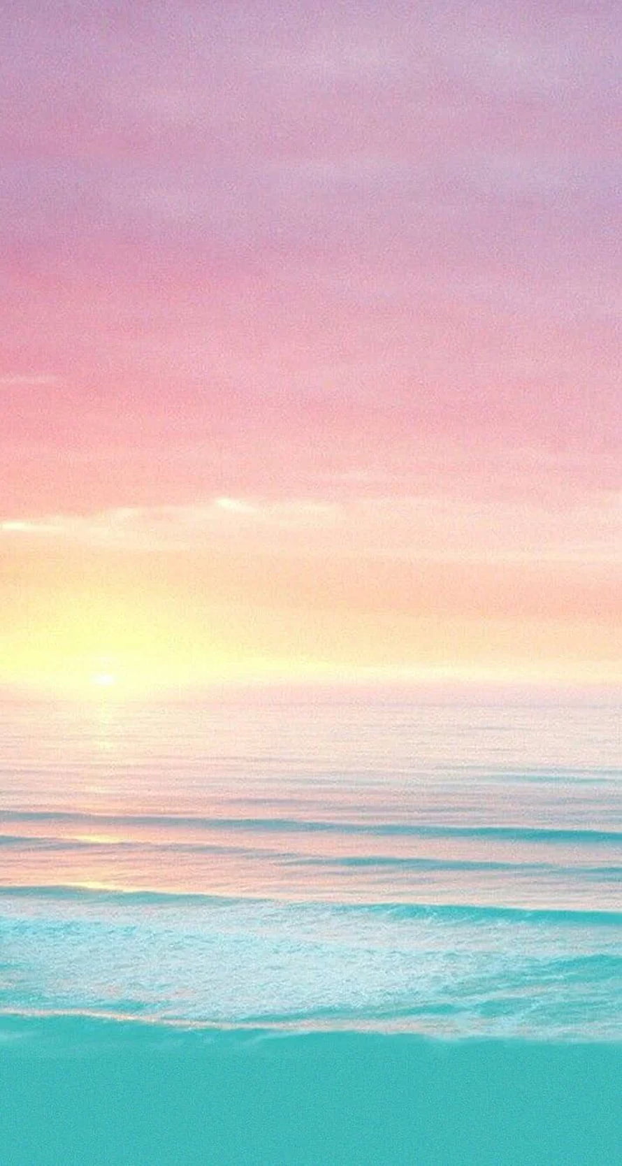 Pastel Pink Sunset Over Calm Ocean Waves with Soft Watercolor Gradient HD phone wallpaper