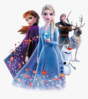 Frozen 2 Character Lineup Featuring Elsa, Anna, Kristoff, Olaf, and Sven in Autumn Fantasy Art HD phone wallpaper