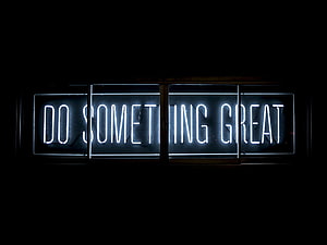 Inspirational Neon Sign Reading Do Something Great Against a Dark Background HD wallpaper