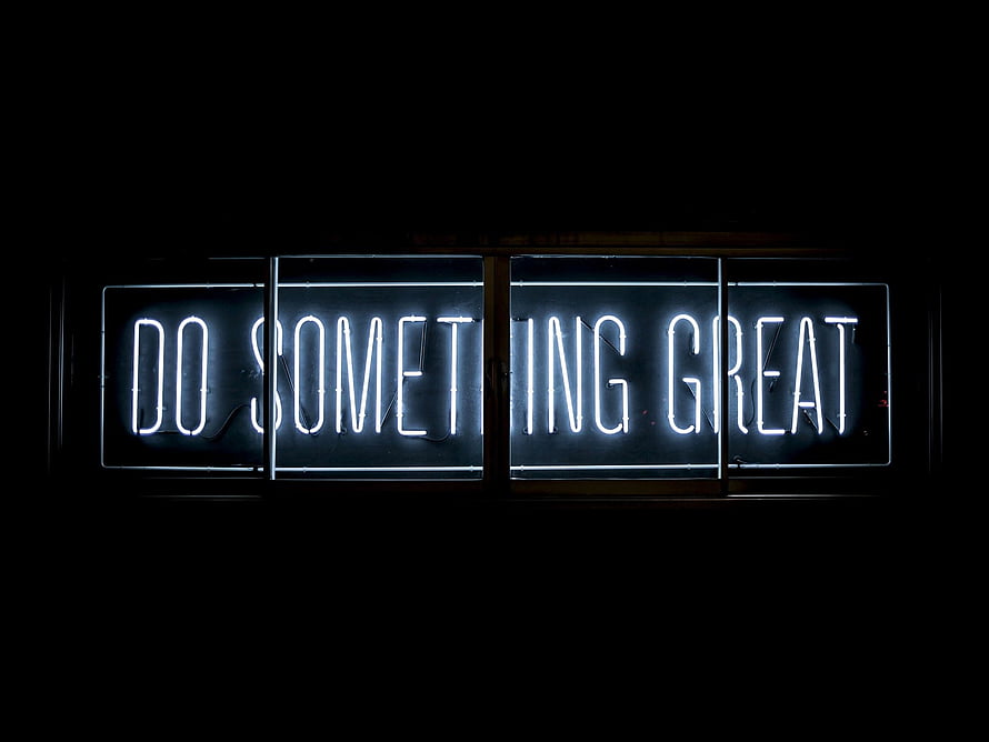 Inspirational Neon Sign Reading Do Something Great Against a Dark Background HD wallpaper