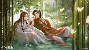 Heaven Official's Blessing Hua Cheng and Xie Lian in a Bamboo Grove HD wallpaper