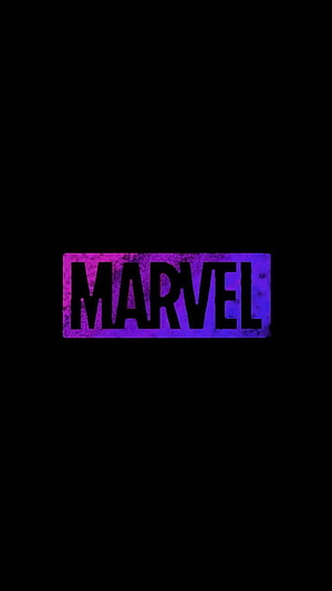 Glowing Purple Marvel Logo on Black Background Minimalist Design HD phone wallpaper