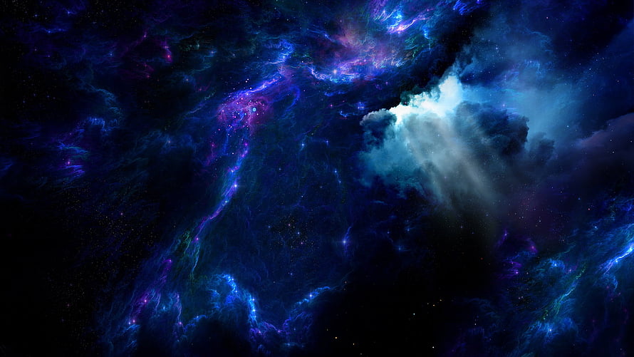 Vibrant Deep Space Nebula with Swirling Cosmic Clouds and Starlight HD wallpaper