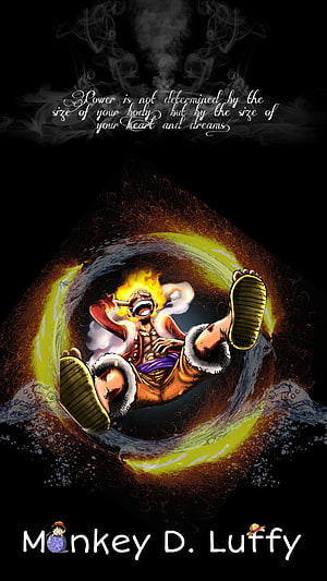 Monkey D. Luffy Gear 5 Nika Form with Flame Aura and Dynamic Action Pose HD phone wallpaper