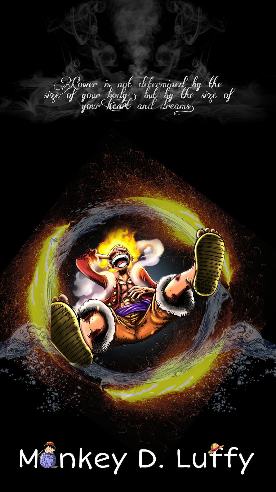 Monkey D. Luffy Gear 5 Nika Form with Flame Aura and Dynamic Action Pose HD phone wallpaper