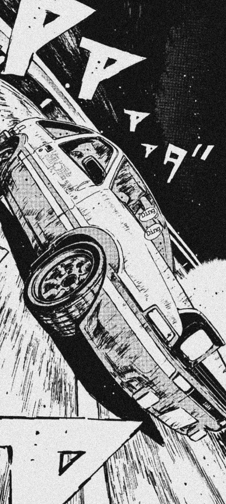 Initial D AE86 Trueno Manga Panel Black and White Racing Illustration HD phone wallpaper