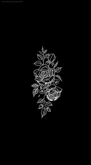 Minimalist White Rose Line Art on Black Background HD phone wallpaper