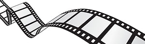 Black and White Film Strip Graphic with Cinematic Frames and Perforations HD wallpaper