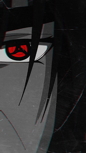Uchiha Itachi Sharingan Close-Up with Dark Anime Aesthetic HD phone wallpaper
