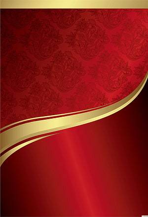 Elegant Royal Red and Gold Floral Pattern with Curved Metallic Ribbon Design HD phone wallpaper