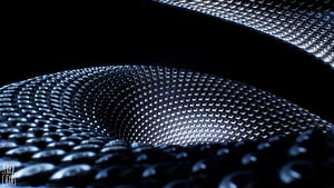 Abstract Macro Photography of Curved Metallic Mesh Surface with Dramatic Blue Lighting HD wallpaper