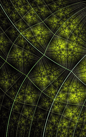 Intricate Green Geometric Network Pattern on Black Background HD phone wallpaper