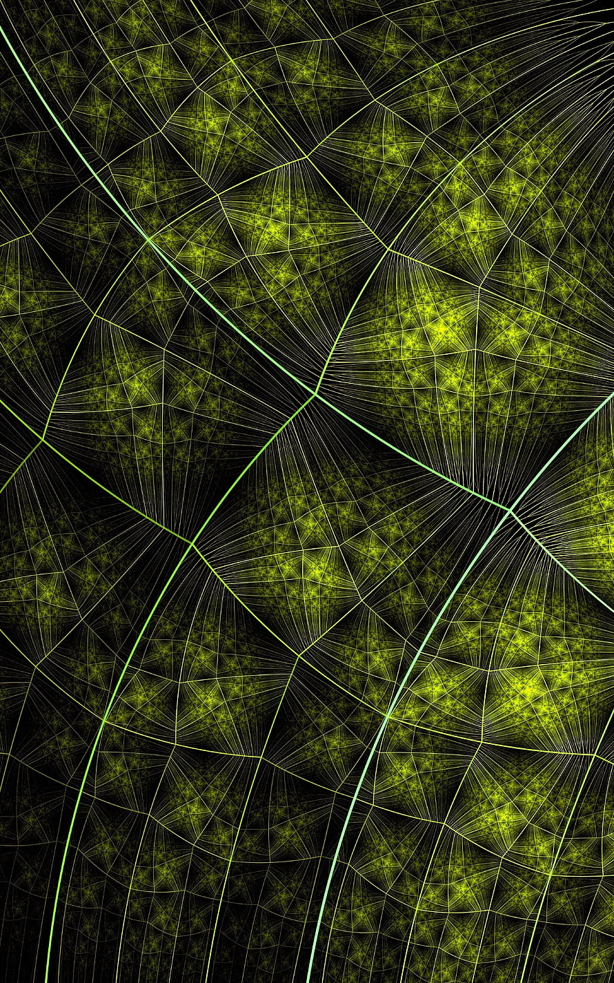 Intricate Green Geometric Network Pattern on Black Background HD phone wallpaper