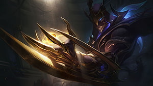 Galaxy Slayer Zed Splash Art from League of Legends with Golden Blades HD wallpaper