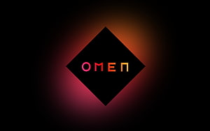 HP Omen Gaming Logo with Neon Glow on Dark Background HD wallpaper