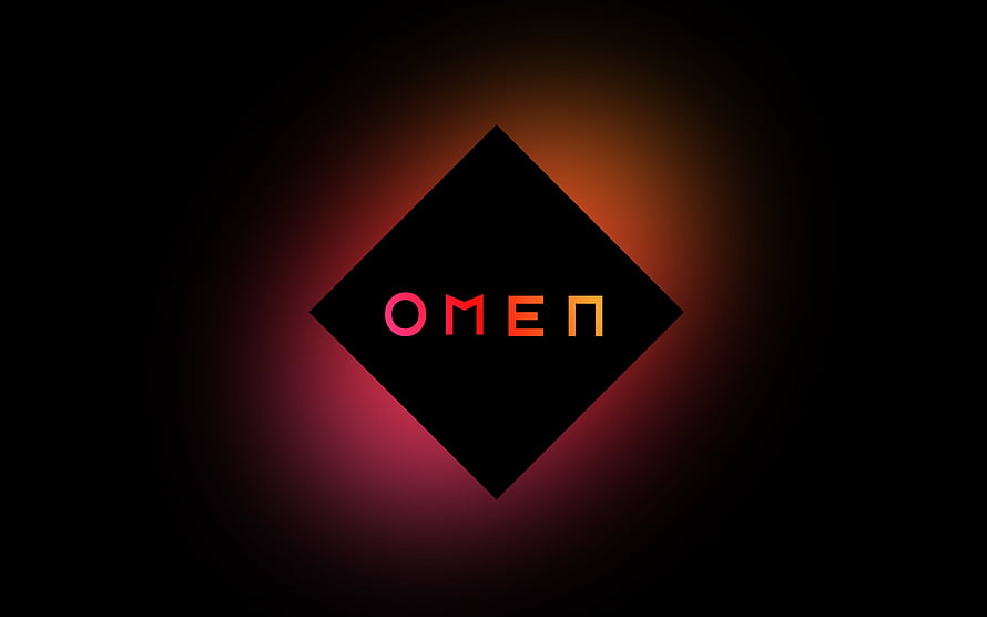 HP Omen Gaming Logo with Neon Glow on Dark Background HD wallpaper