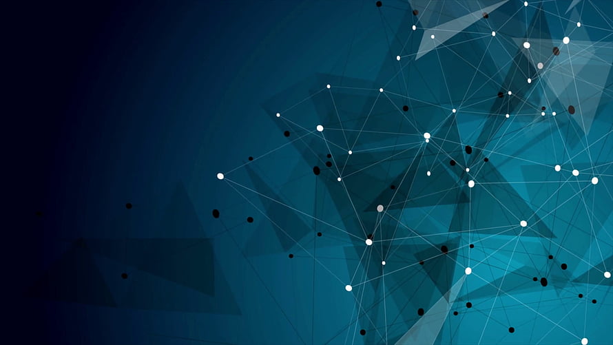 Dark Blue Geometric Network with Connected Nodes and Triangular Mesh Pattern HD wallpaper