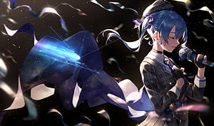 Suisei Hoshimachi Anime Character Singing With Glowing Star and Confetti HD wallpaper