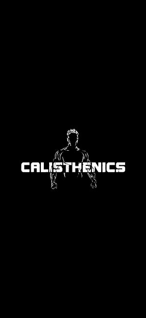Minimalist Calisthenics Athlete Silhouette with Bold Typography on Black Background HD phone wallpaper