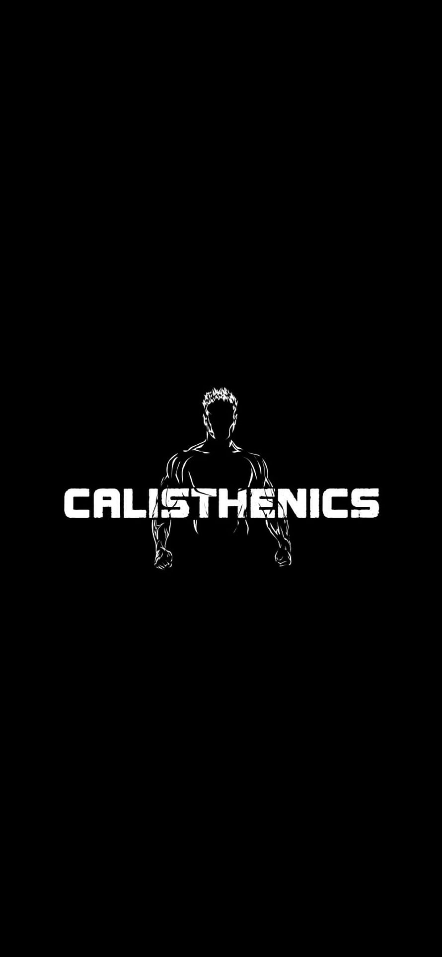 Minimalist Calisthenics Athlete Silhouette with Bold Typography on Black Background HD phone wallpaper