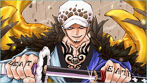 Trafalgar Law from One Piece Wielding Sword With Golden Energy Aura HD wallpaper