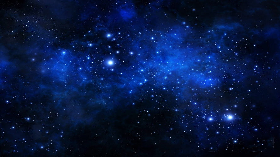 Deep Blue Cosmic Nebula with Scattered Stars and Dark Space Dust HD wallpaper