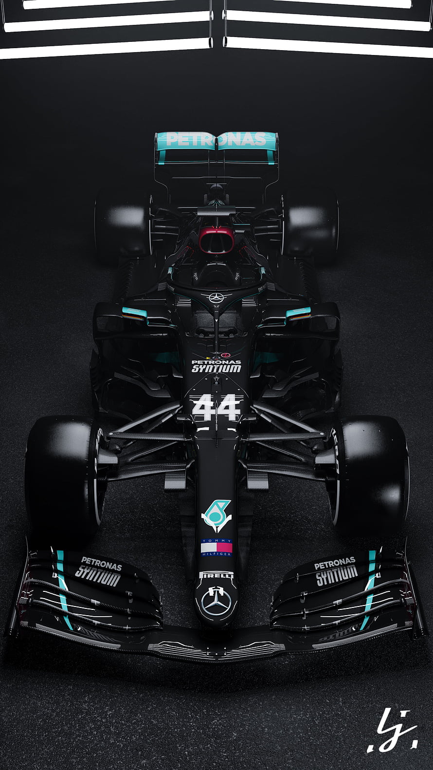 Mercedes AMG Petronas W11 Formula 1 Car Top Down View with Petronas Livery HD phone wallpaper