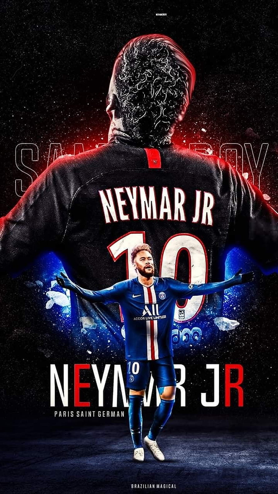 Neymar Jr Paris Saint Germain Number 10 Jersey Artwork HD phone wallpaper