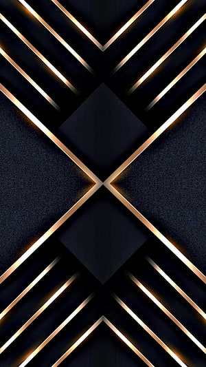 Luxurious Geometric Gold Lines on Black Background with Modern 3D Design HD phone wallpaper