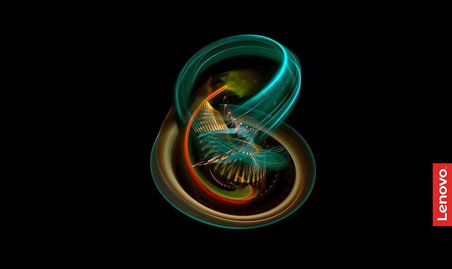 Lenovo Abstract Light Trails Wallpaper with Neon Swirls on Black Background HD wallpaper