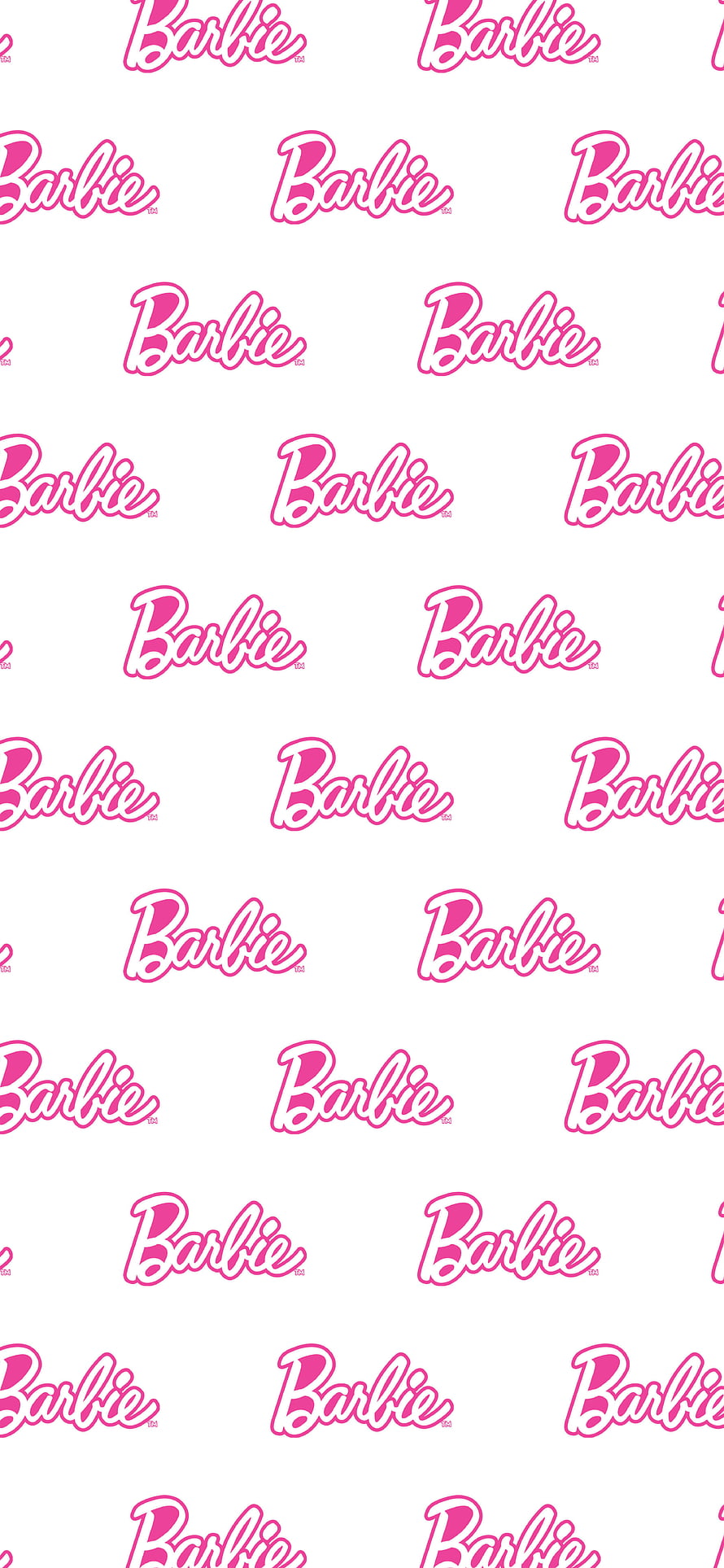 Barbie Logo Pattern Wallpaper in Pink and White HD phone wallpaper