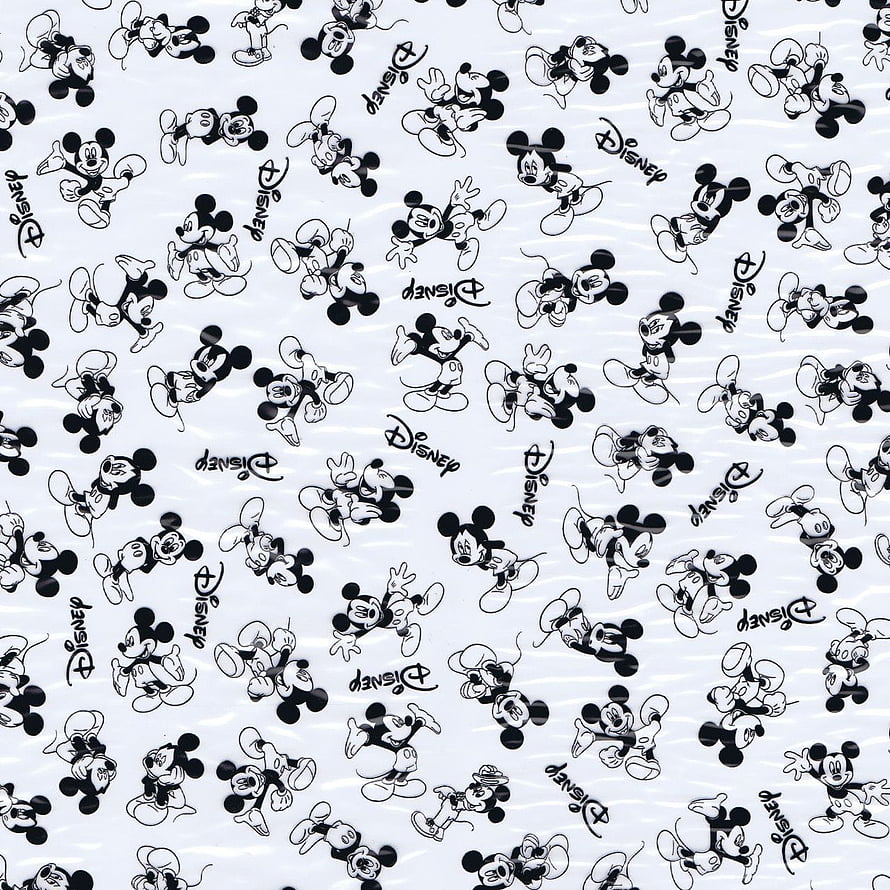 Black and White Mickey Mouse Pattern with Disney Logos on Light Background HD phone wallpaper