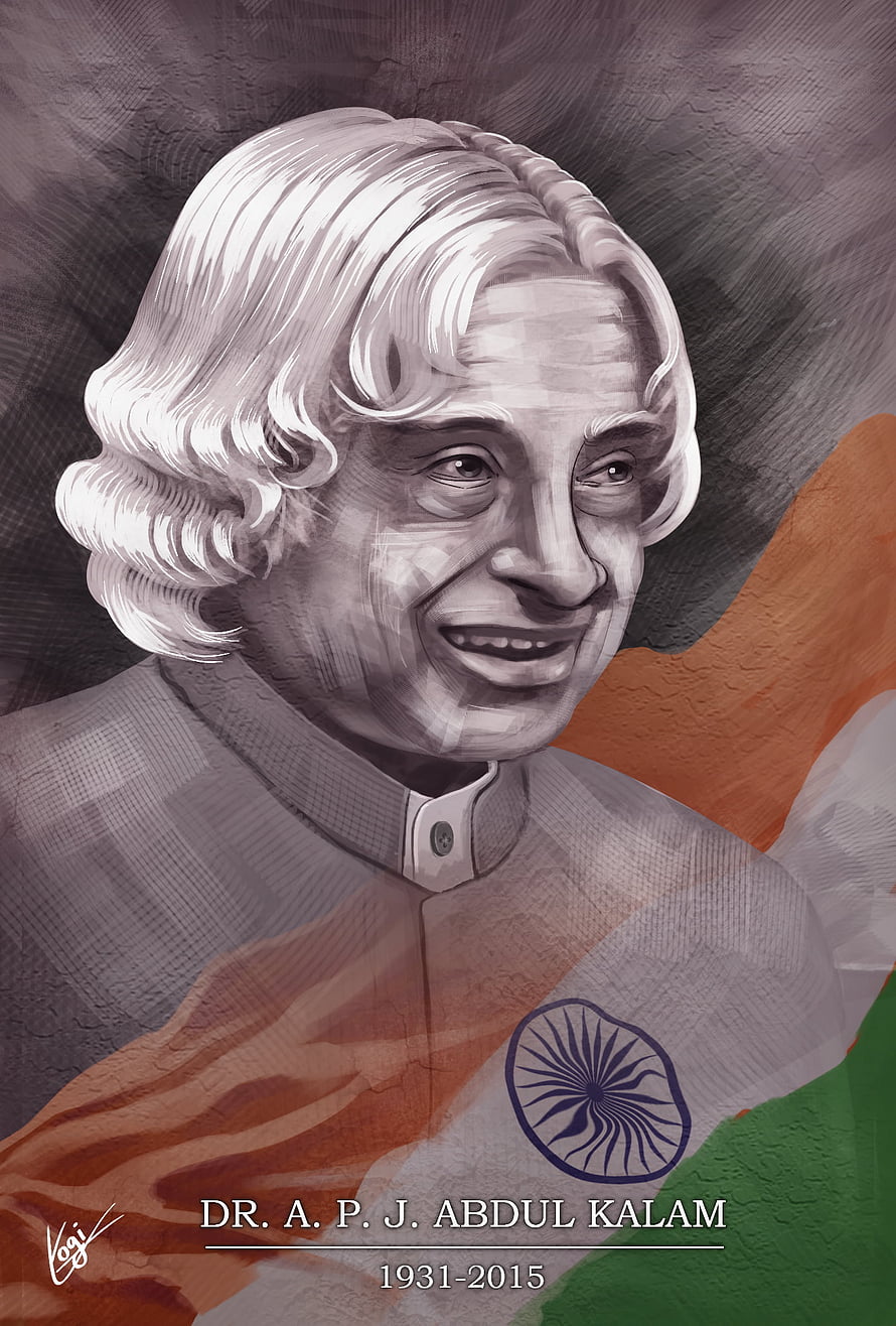 Digital Portrait of Dr. A. P. J. Abdul Kalam with Indian Flag and Ashoka Chakra HD phone wallpaper