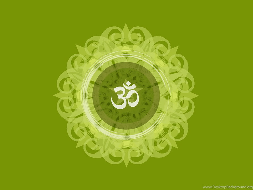 Green Om Symbol with Lotus Mandala Design for Meditation and Spiritual Wellness HD wallpaper