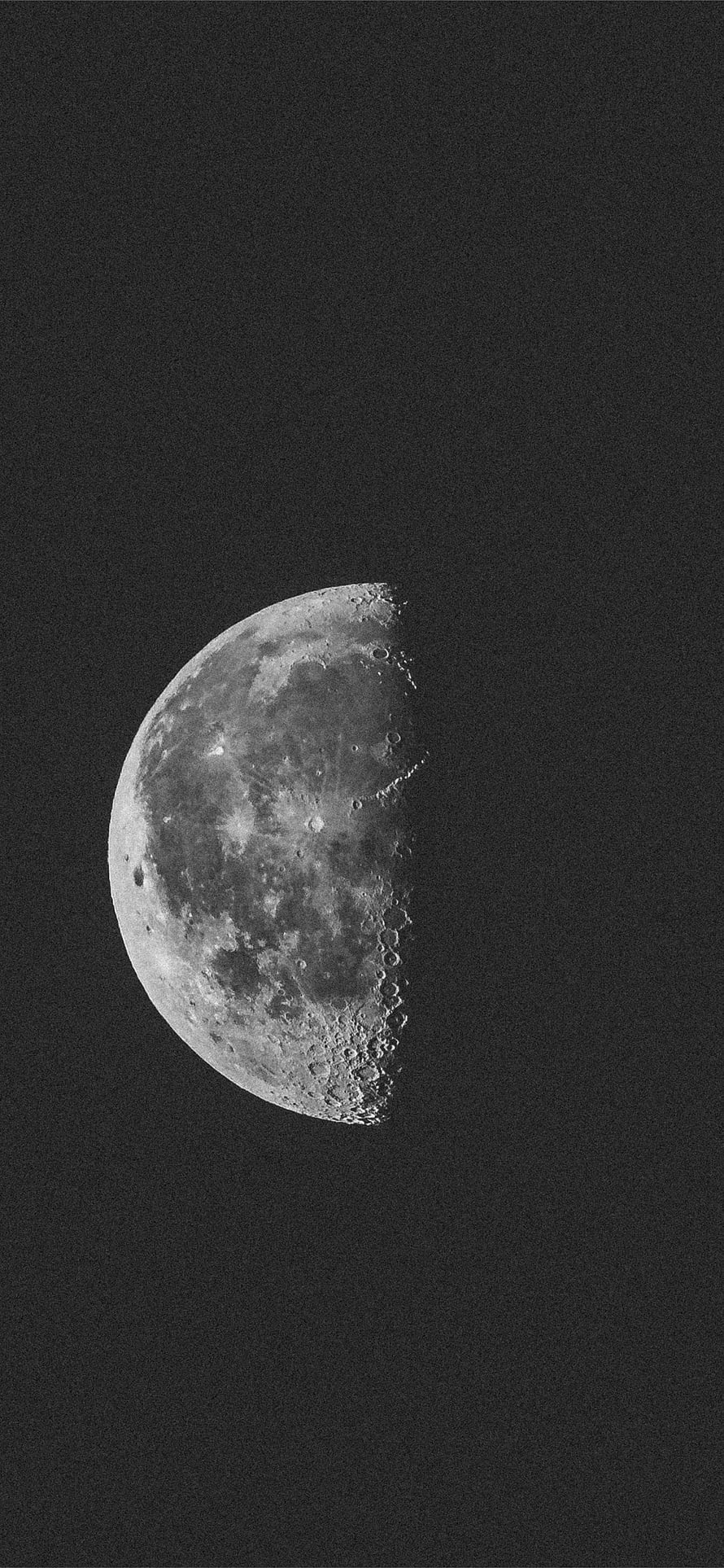 Half Moon Phase in Black and White Night Sky HD phone wallpaper