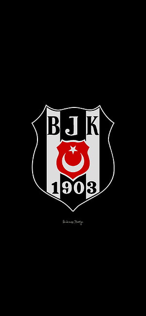 Beşiktaş JK 1903 Shield Emblem on Black Background HD phone wallpaper