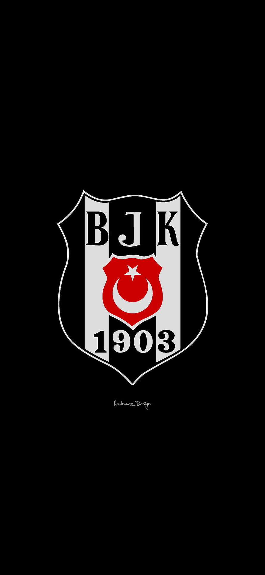 Beşiktaş JK 1903 Shield Emblem on Black Background HD phone wallpaper