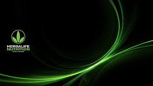 Herbalife Nutrition Logo with Green Abstract Light Streaks on Black Background HD wallpaper