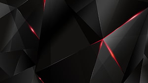 Dark Geometric Shards with Glowing Red Light Streaks Abstract Background HD wallpaper